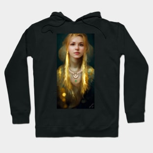 Beautiful Blonde Woman, Abby, in Gold and Gems - Attractive Portrait Hoodie